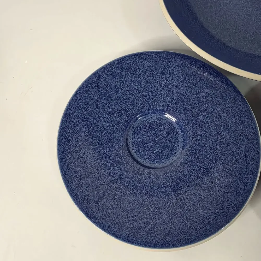Sasaki Colorstone Sapphire Blue Lot 5 2 Soup Bowls 3 Saucers Vintage Stoneware